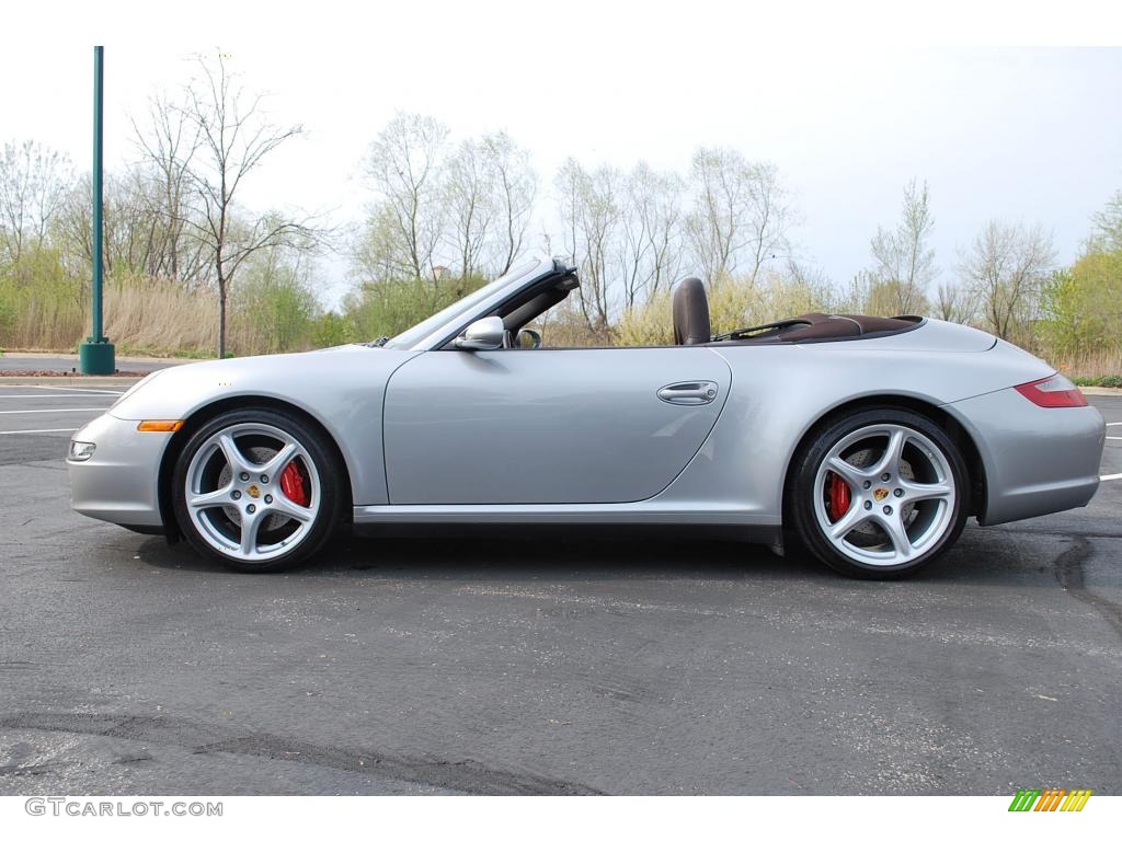 2007 911 Carrera 4S Cabriolet - GT Silver Metallic / Cocoa photo #2