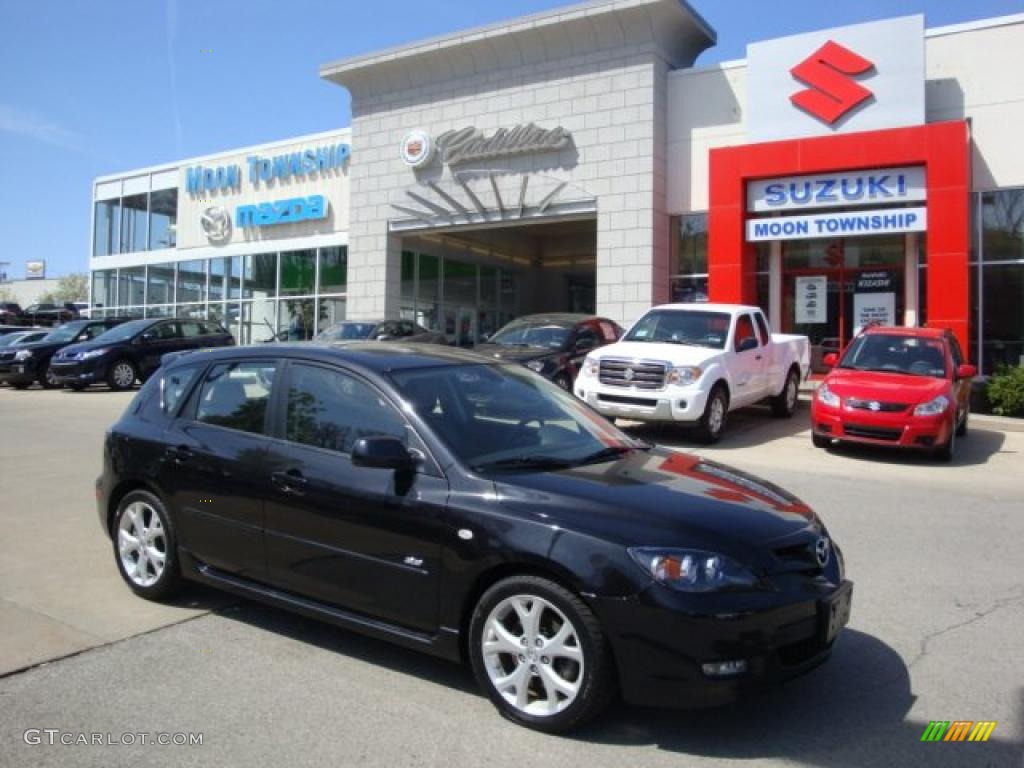 2008 MAZDA3 s Grand Touring Hatchback - Black Mica / Black photo #1