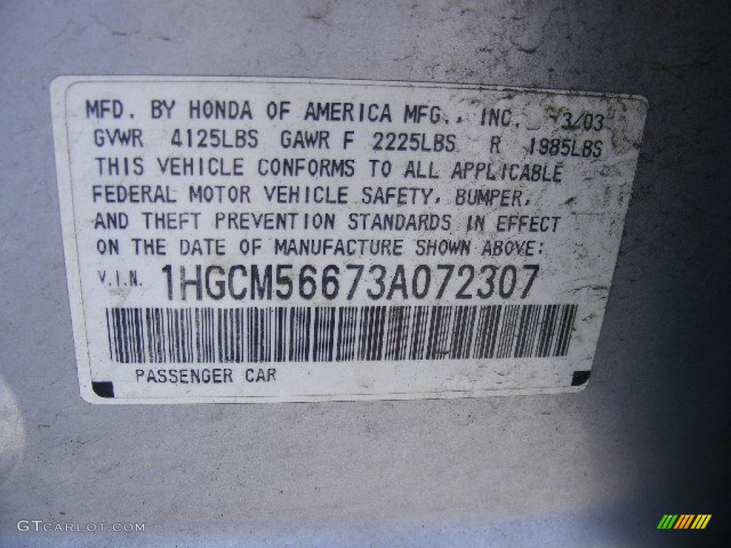 2003 Accord EX Sedan - Satin Silver Metallic / Black photo #28
