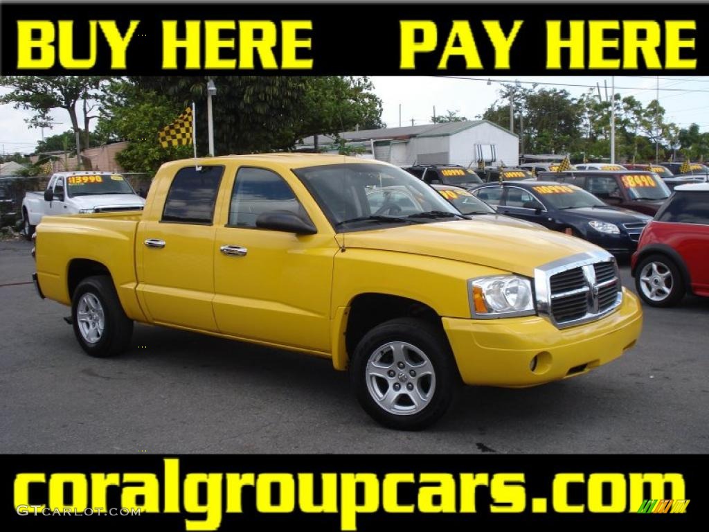 2006 Dakota SLT Quad Cab - Solar Yellow / Medium Slate Gray photo #1