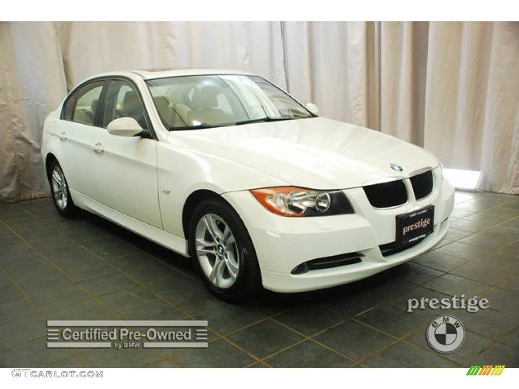 2008 3 Series 328xi Sedan - Alpine White / Beige photo #6
