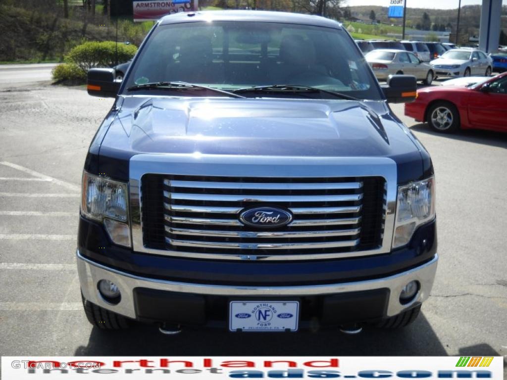 2010 F150 XLT SuperCab 4x4 - Dark Blue Pearl Metallic / Medium Stone photo #3