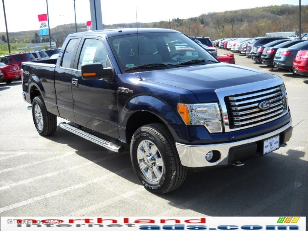 2010 F150 XLT SuperCab 4x4 - Dark Blue Pearl Metallic / Medium Stone photo #4