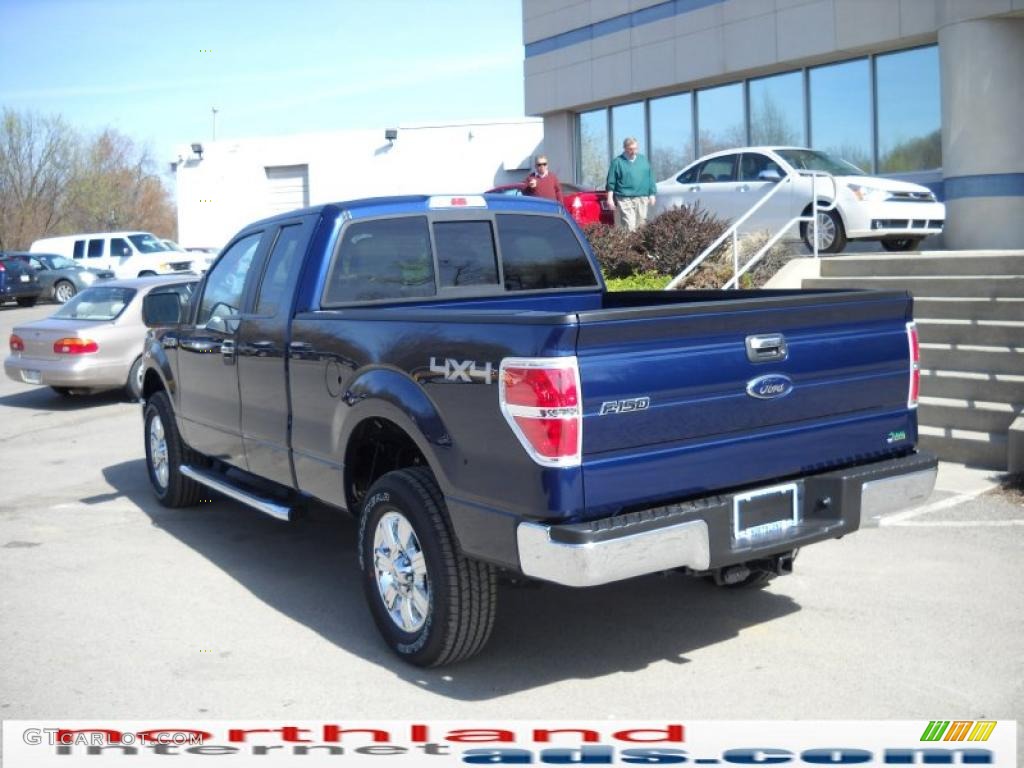 2010 F150 XLT SuperCab 4x4 - Dark Blue Pearl Metallic / Medium Stone photo #8