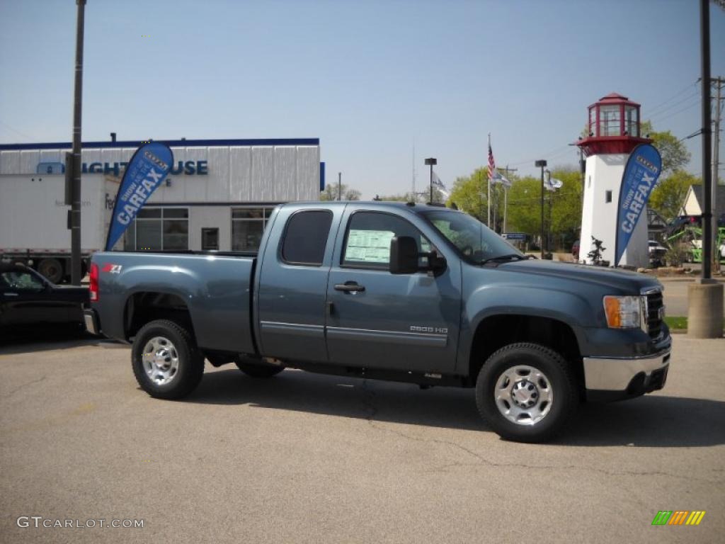 2010 Sierra 2500HD SLE Extended Cab 4x4 - Stealth Gray Metallic / Ebony photo #1