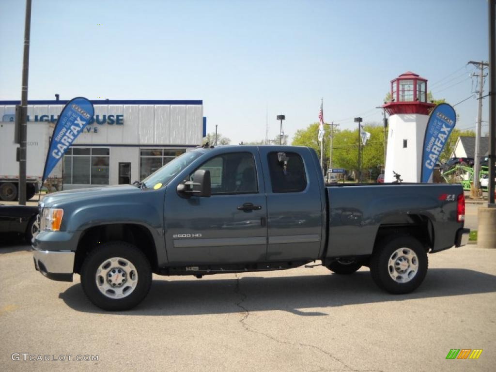 2010 Sierra 2500HD SLE Extended Cab 4x4 - Stealth Gray Metallic / Ebony photo #2