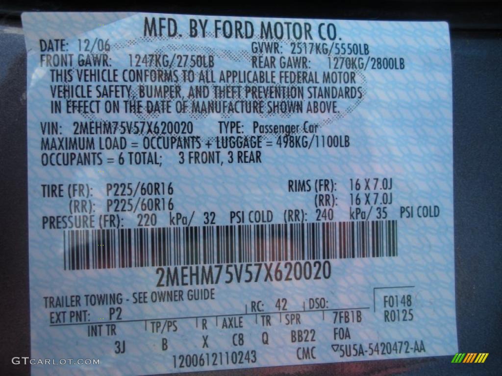 2007 Grand Marquis Color Code P2 for Driftwood Grey Metallic Photo #28482306