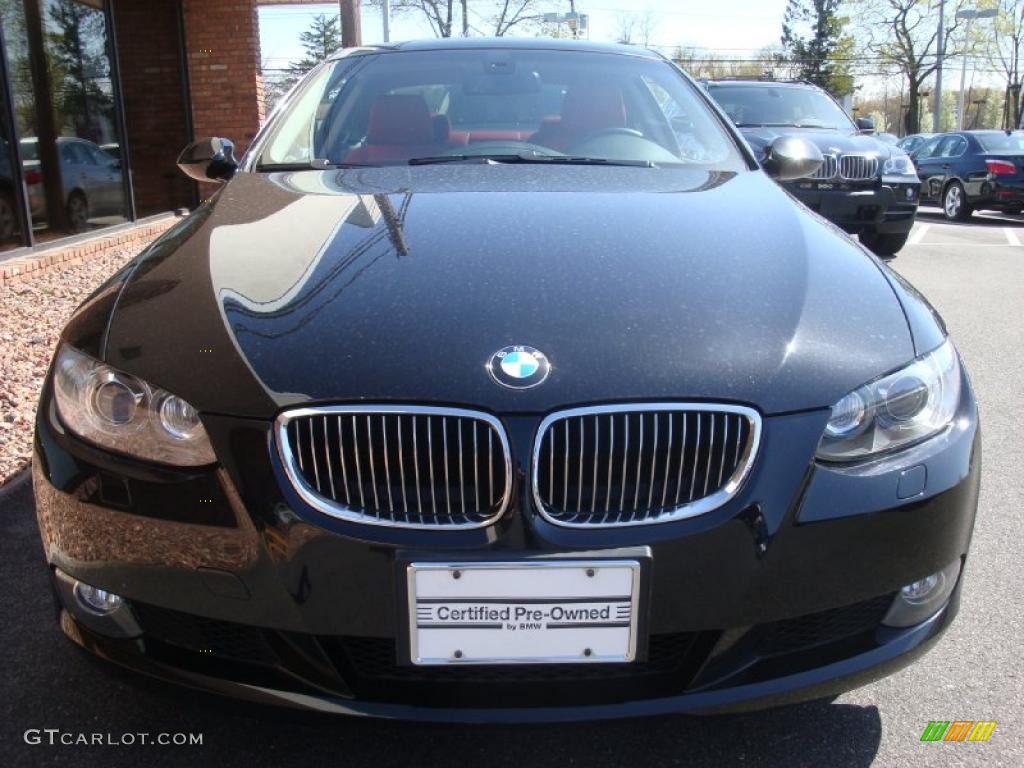 2007 3 Series 328xi Coupe - Jet Black / Coral Red/Black photo #2