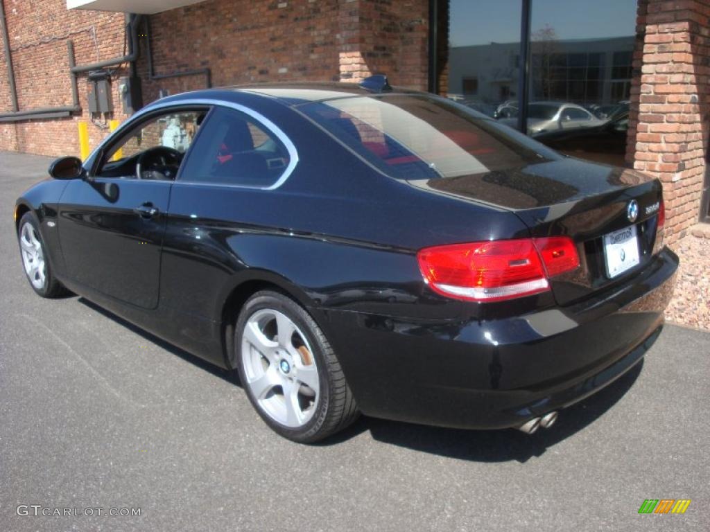2007 3 Series 328xi Coupe - Jet Black / Coral Red/Black photo #5