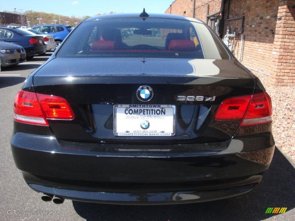 2007 3 Series 328xi Coupe - Jet Black / Coral Red/Black photo #6