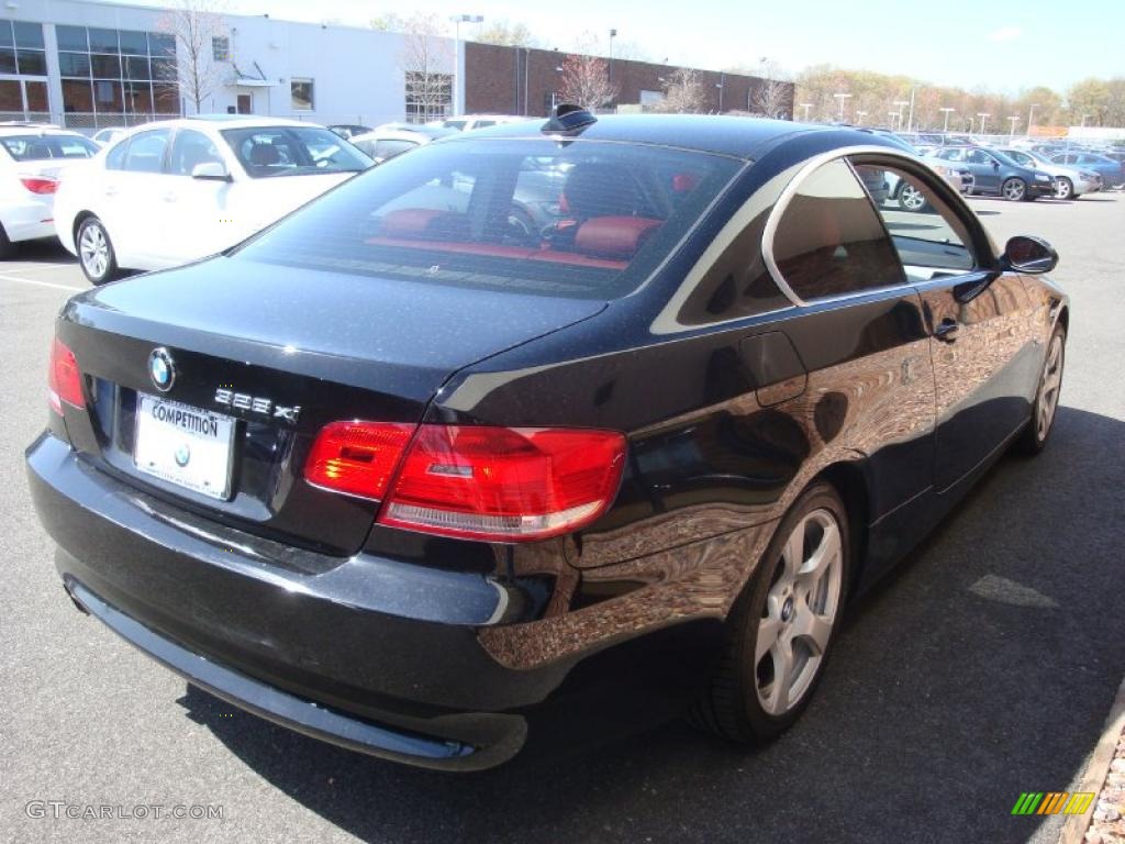 2007 3 Series 328xi Coupe - Jet Black / Coral Red/Black photo #7