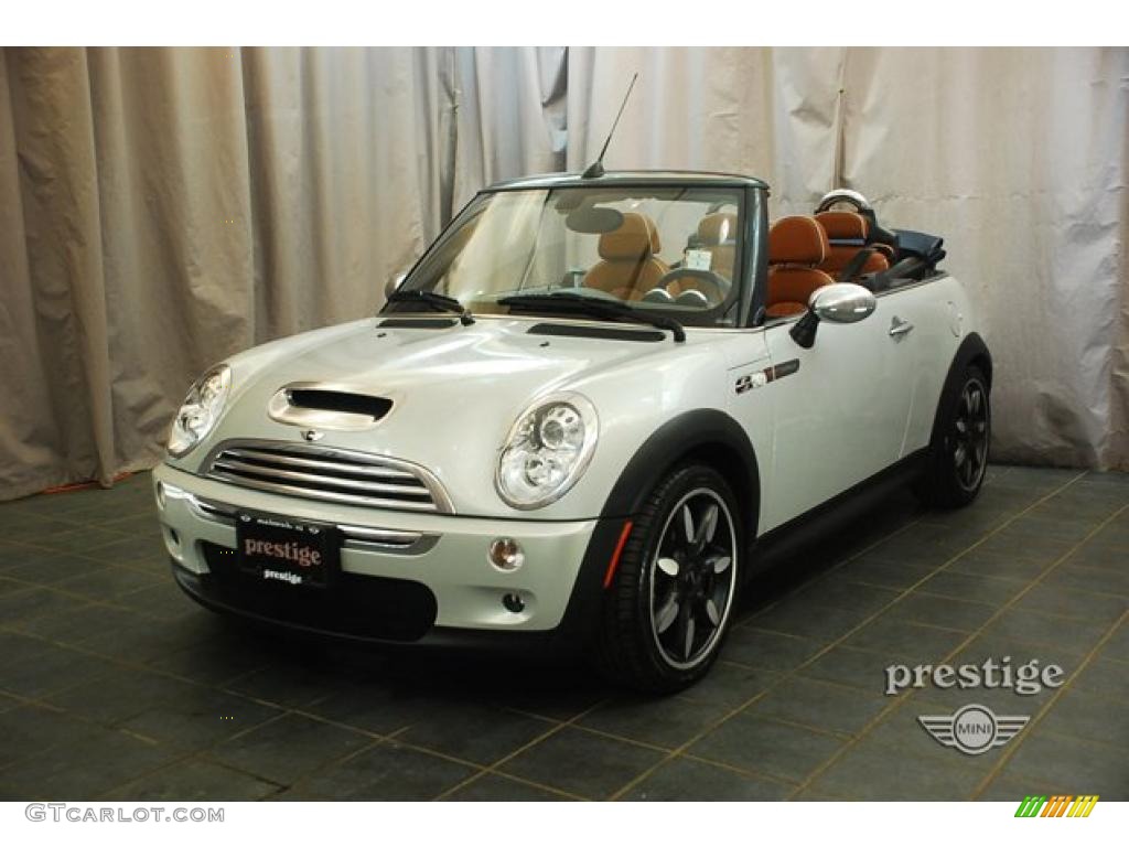 2008 Cooper S Convertible Sidewalk Edition - White Silver Metallic / Malt Brown English Leather photo #1