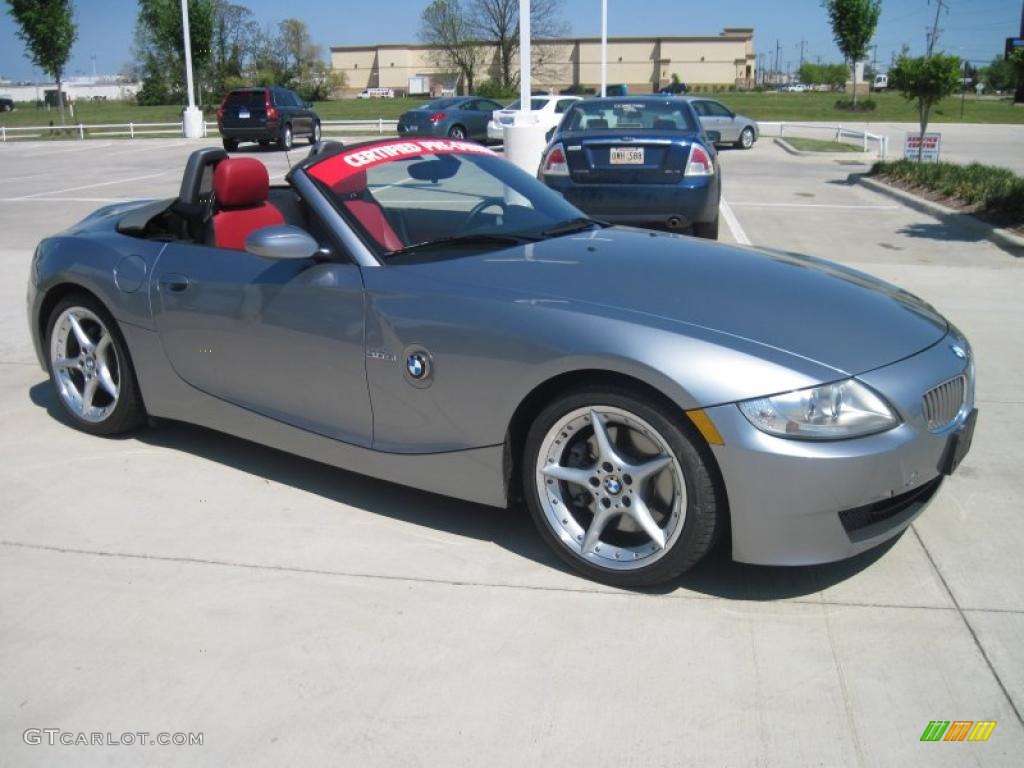 2006 Z4 3.0si Roadster - Silver Grey Metallic / Dream Red photo #2