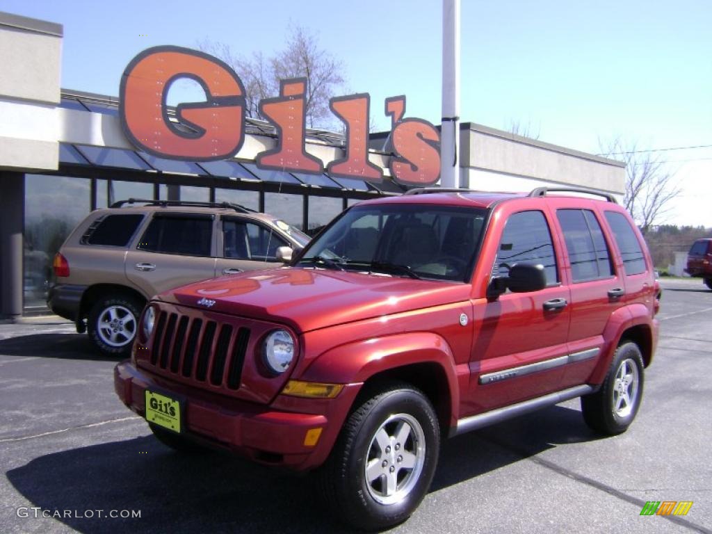 2005 Liberty Renegade 4x4 - Inferno Red Crystal Pearl / Khaki photo #1