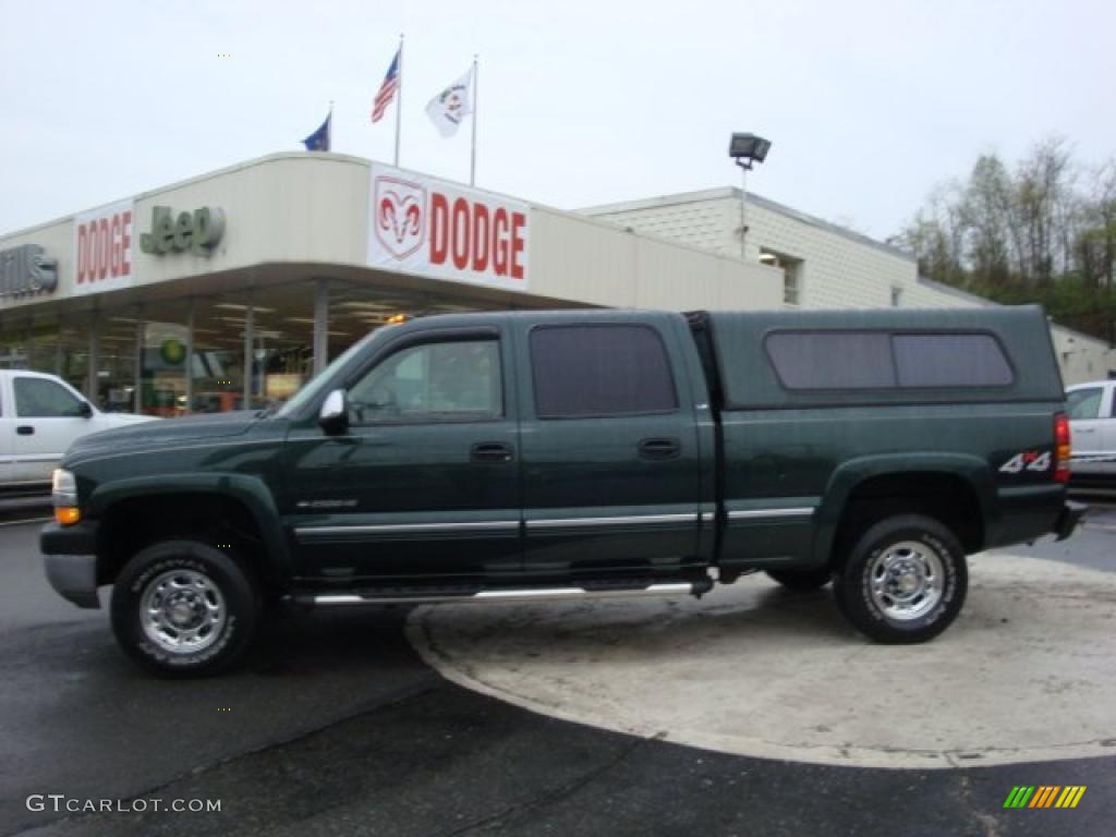 2001 Silverado 2500HD LS Crew Cab 4x4 - Forest Green Metallic / Tan photo #1