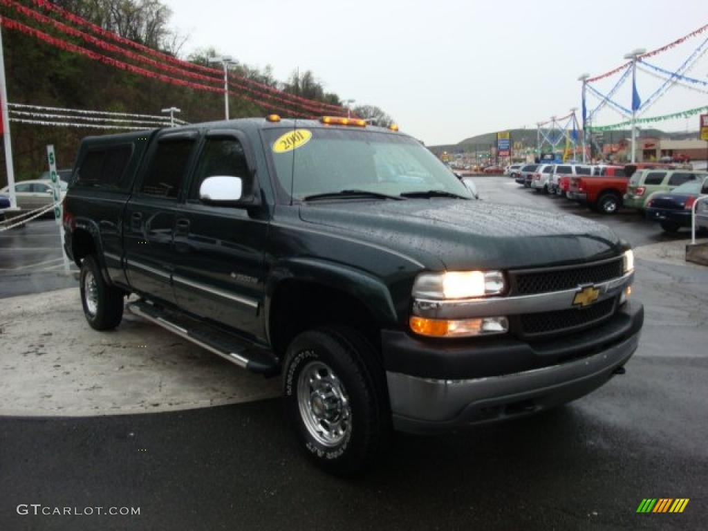 2001 Silverado 2500HD LS Crew Cab 4x4 - Forest Green Metallic / Tan photo #6