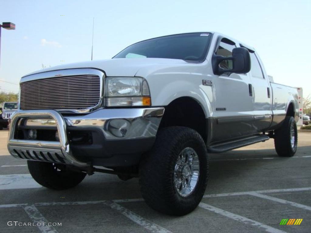 2002 F250 Super Duty Lariat Crew Cab 4x4 - Oxford White / Medium Parchment photo #7