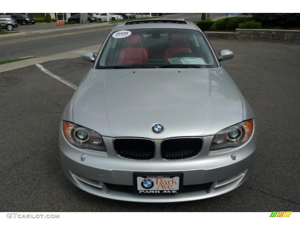 2008 1 Series 128i Coupe - Titanium Silver Metallic / Coral Red photo #4