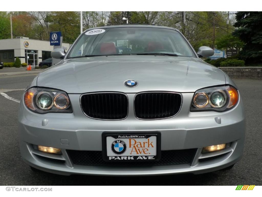 2008 1 Series 128i Coupe - Titanium Silver Metallic / Coral Red photo #5