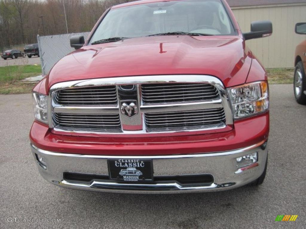 2010 Ram 1500 Big Horn Quad Cab 4x4 - Inferno Red Crystal Pearl / Dark Slate/Medium Graystone photo #2