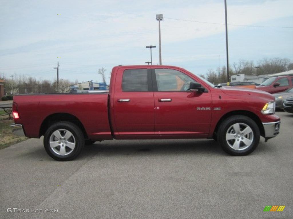 2010 Ram 1500 Big Horn Quad Cab 4x4 - Inferno Red Crystal Pearl / Dark Slate/Medium Graystone photo #4