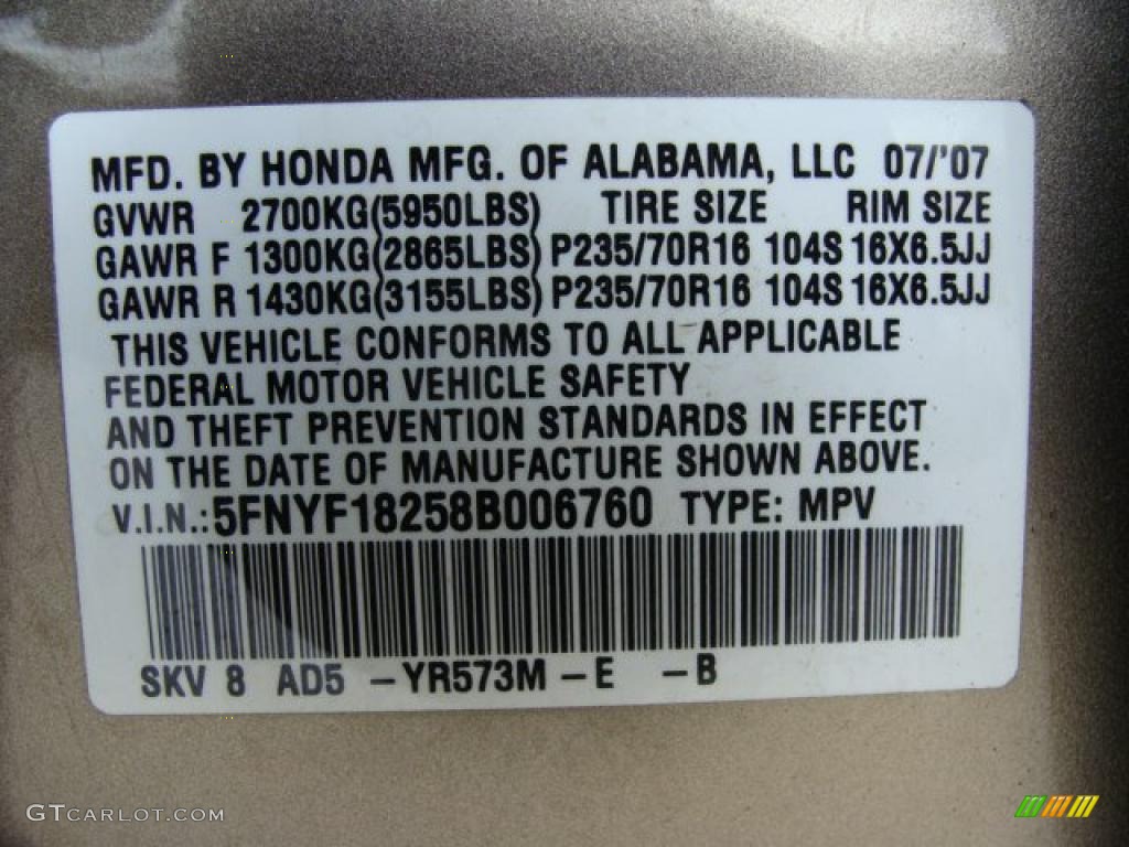 2008 Pilot Value Package 4WD - Mocha Metallic / Saddle photo #15
