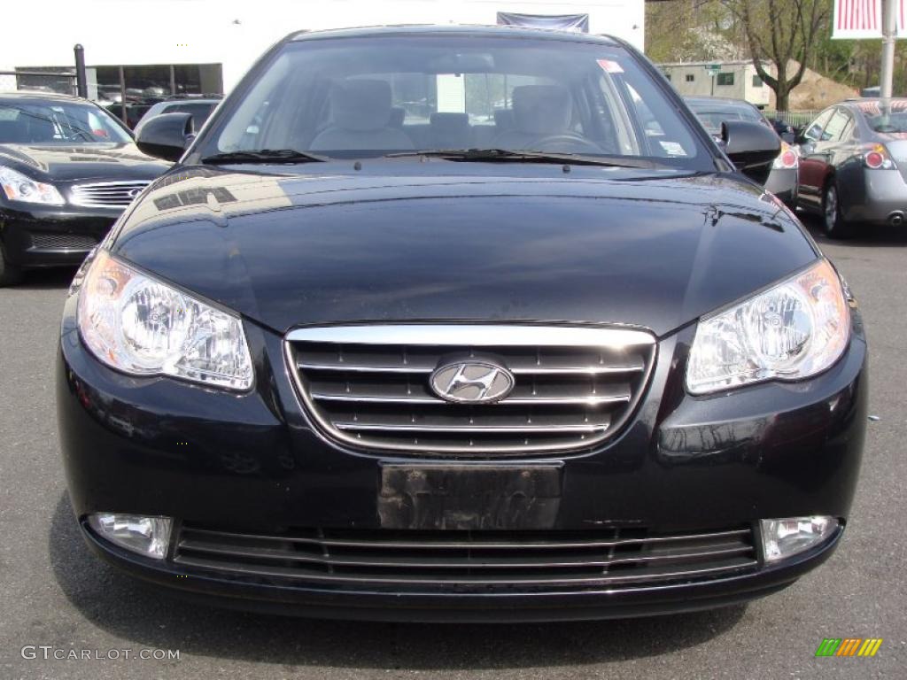 2007 Elantra GLS Sedan - Black Pearl / Gray photo #2