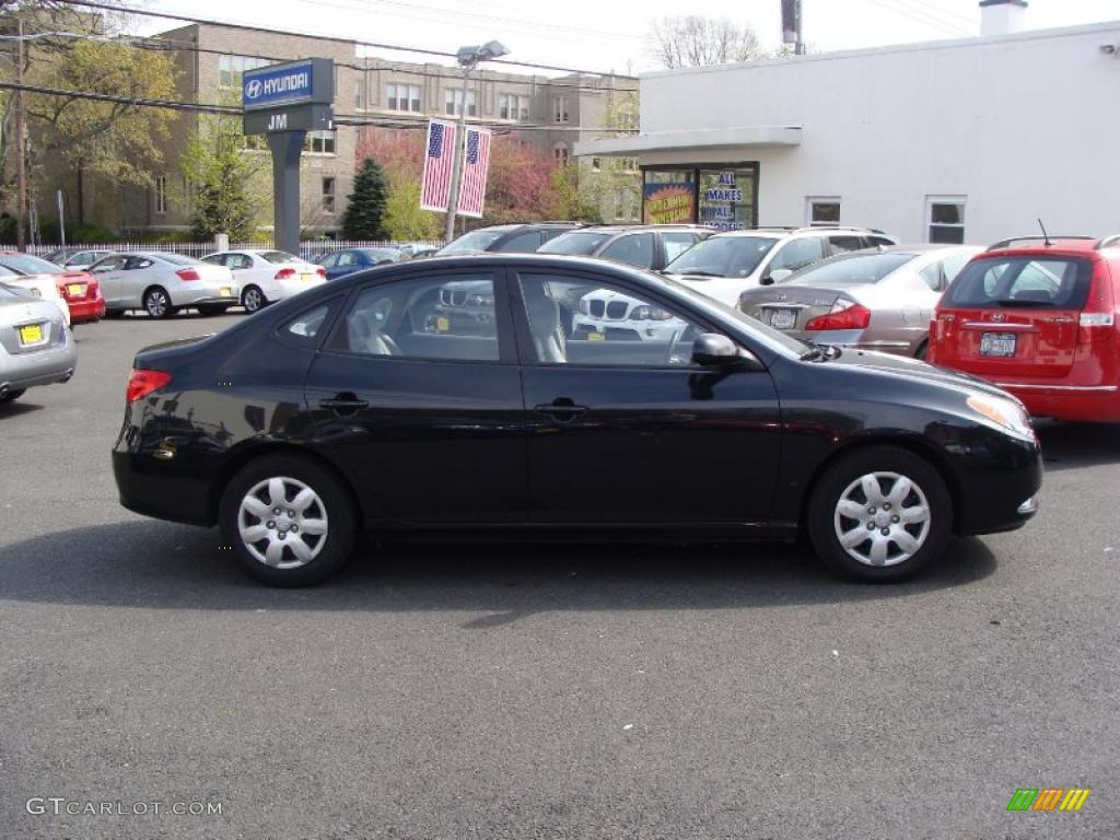 2007 Elantra GLS Sedan - Black Pearl / Gray photo #4
