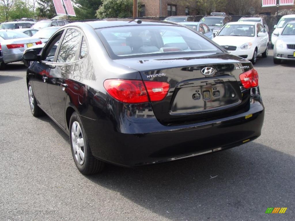 2007 Elantra GLS Sedan - Black Pearl / Gray photo #7