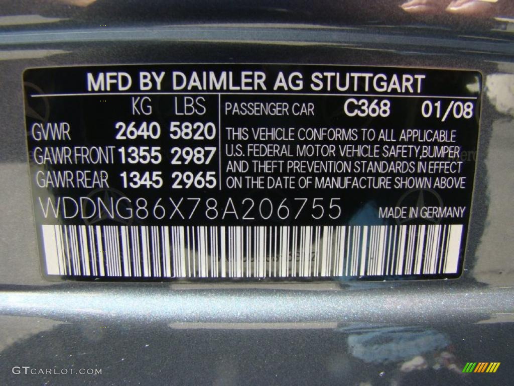 2008 S Color Code 368 for Flint Grey Metallic Photo #28535303