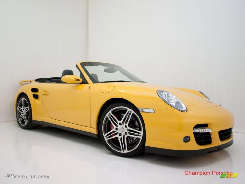 2008 911 Turbo Cabriolet - Speed Yellow / Black/Stone Grey photo #2