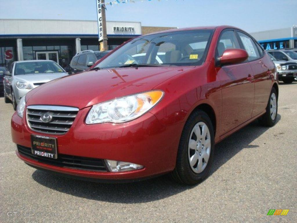 2008 Elantra GLS Sedan - Apple Red Pearl / Beige photo #1