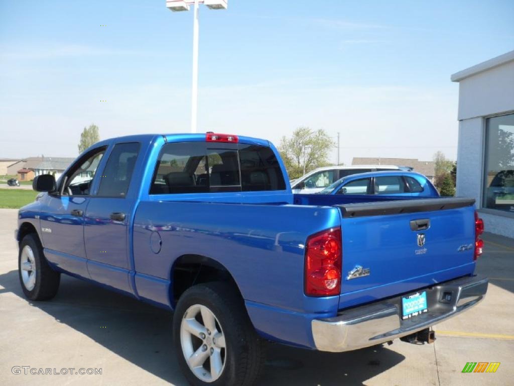 2008 Ram 1500 Big Horn Edition Quad Cab 4x4 - Electric Blue Pearl / Medium Slate Gray photo #3