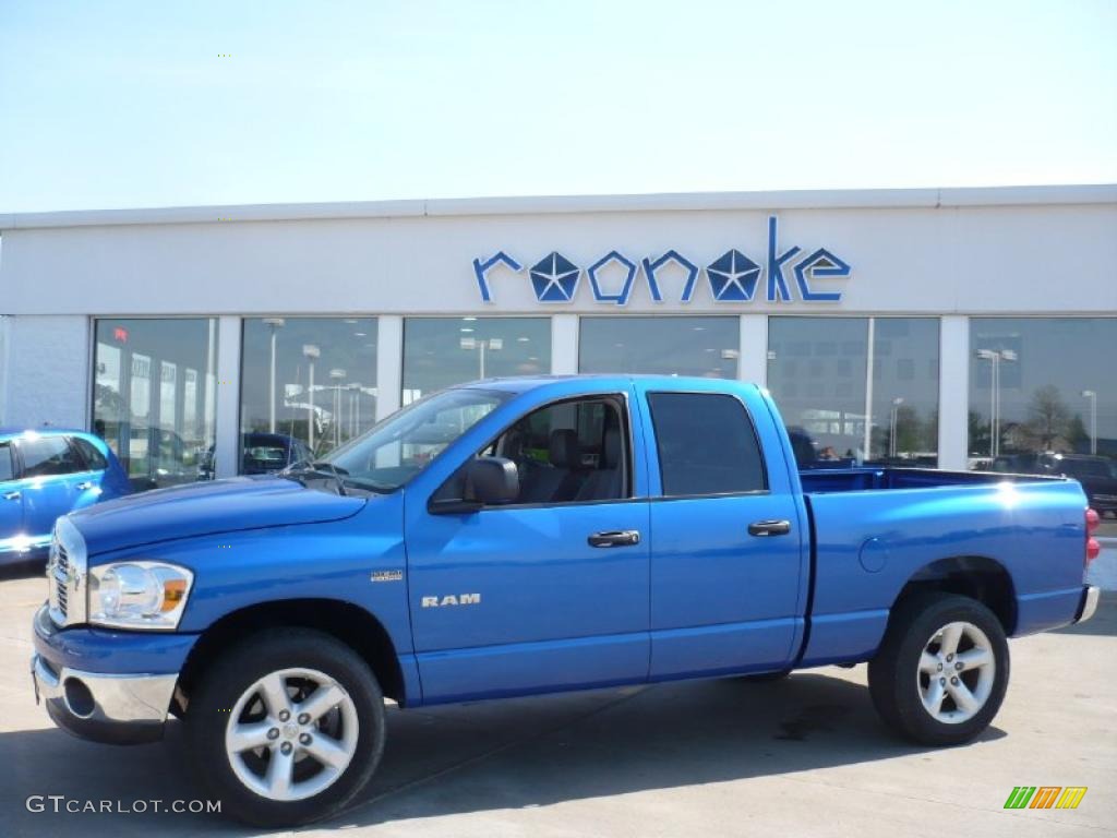 2008 Ram 1500 Big Horn Edition Quad Cab 4x4 - Electric Blue Pearl / Medium Slate Gray photo #22