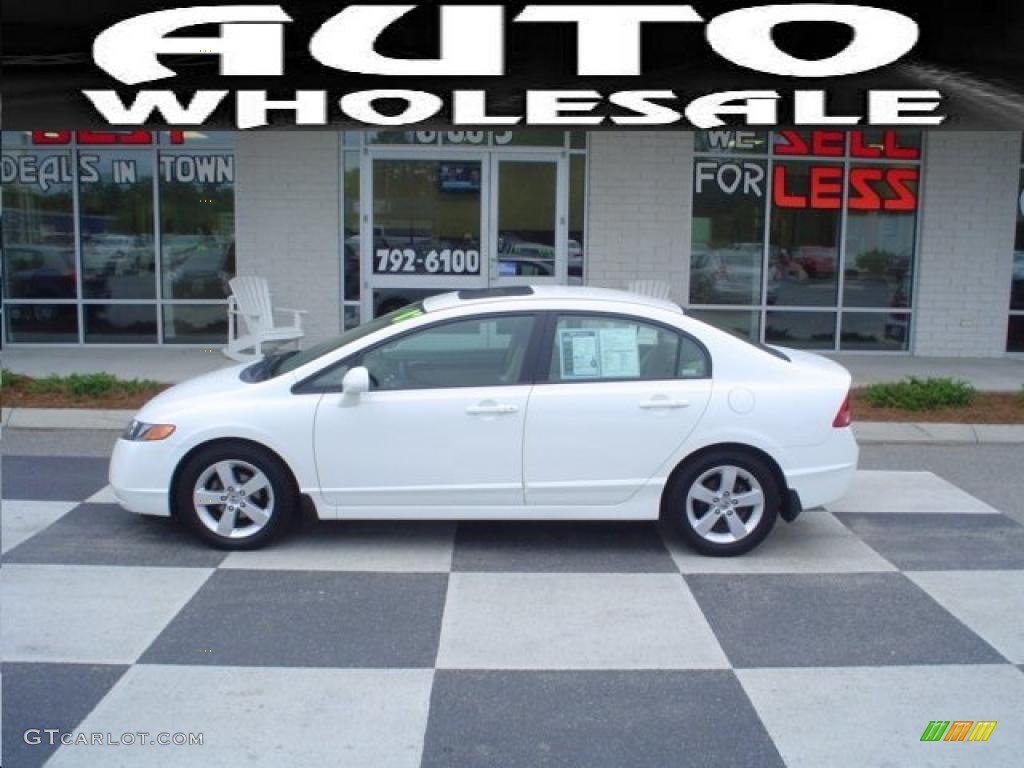 2007 Civic EX Sedan - Taffeta White / Ivory photo #1