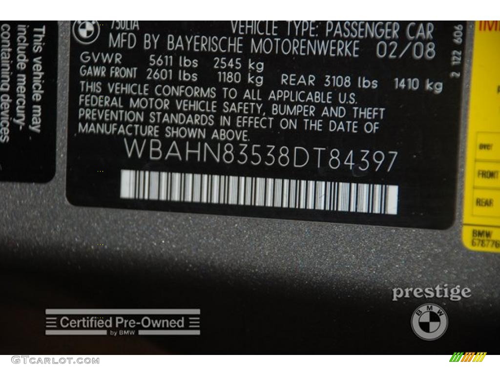 2008 7 Series 750Li Sedan - Titanium Grey Metallic / Black photo #8