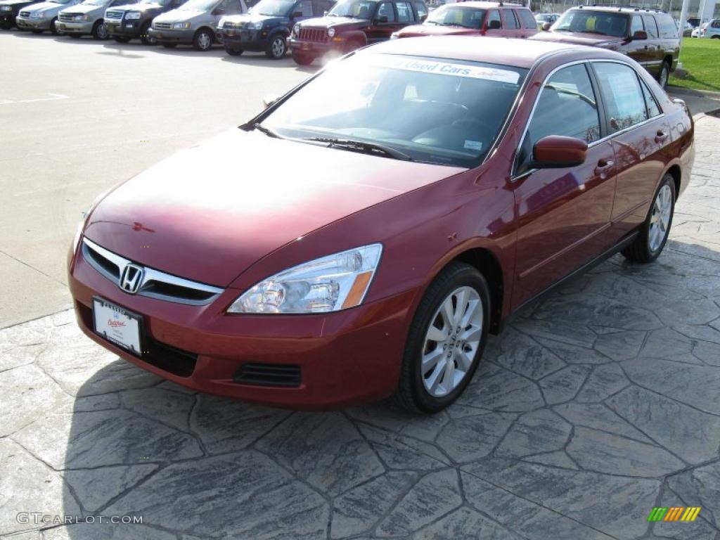 2007 Accord SE V6 Sedan - Moroccan Red Pearl / Gray photo #2