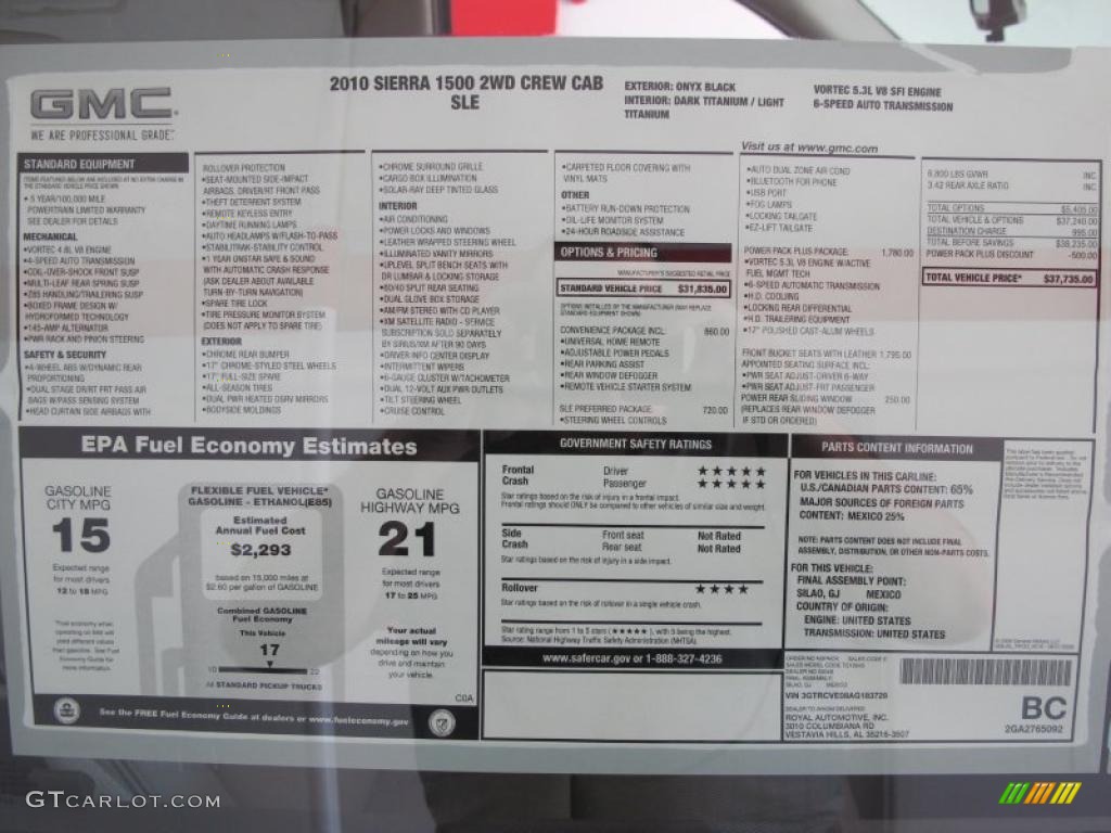 2010 Sierra 1500 SLE Crew Cab - Onyx Black / Dark Titanium/Light Titanium photo #10