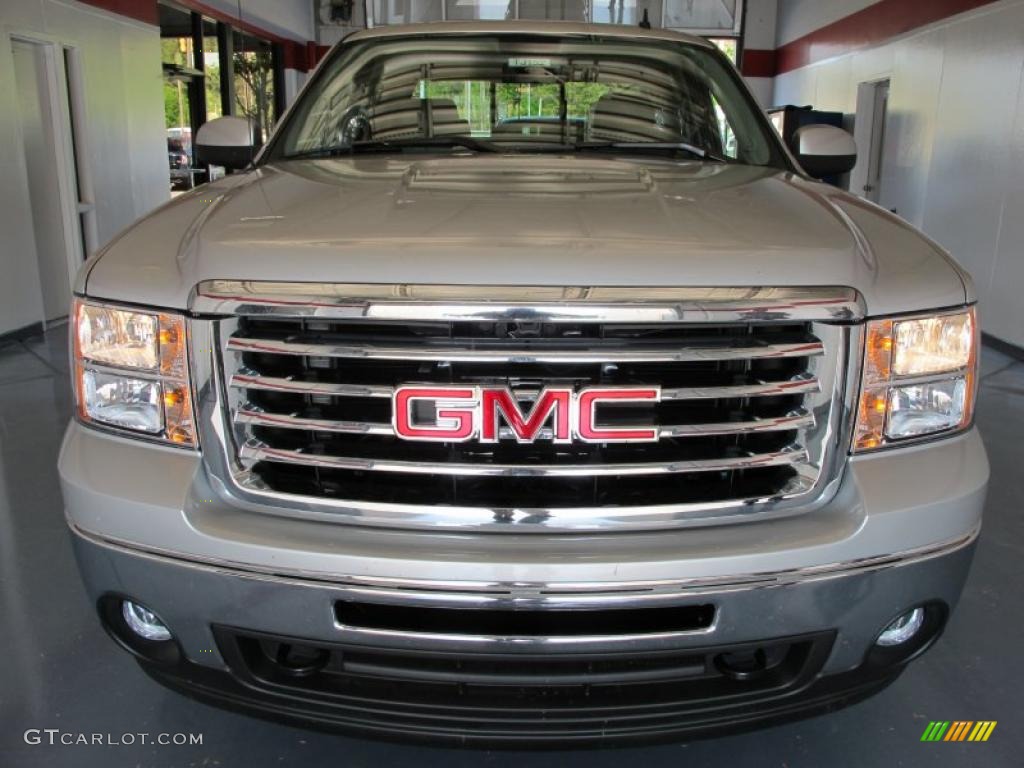 2010 Sierra 1500 SLT Crew Cab 4x4 - Pure Silver Metallic / Light Titanium/Ebony photo #2
