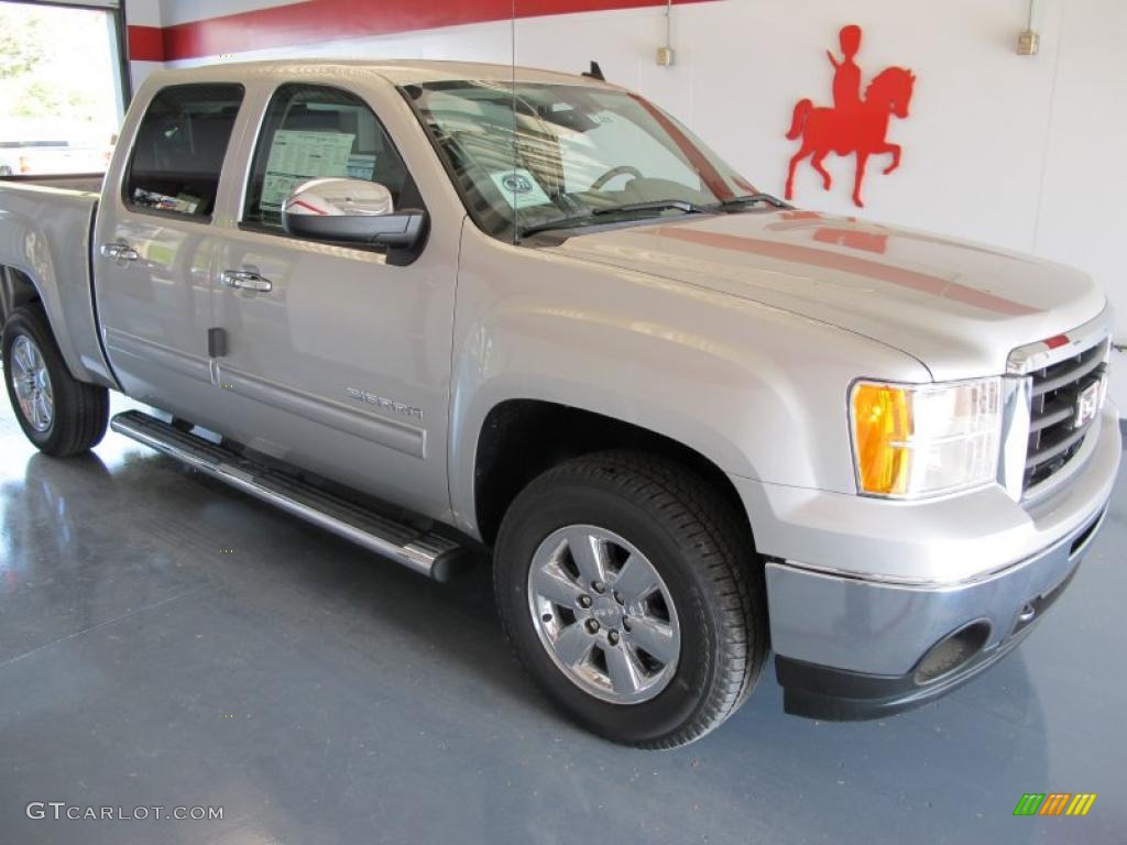 2010 Sierra 1500 SLE Crew Cab - Pure Silver Metallic / Dark Titanium/Light Titanium photo #1
