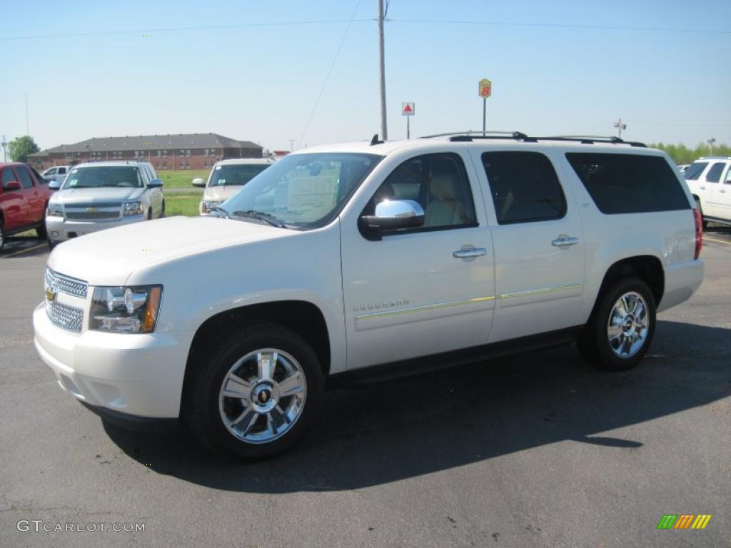 2010 Suburban LTZ - White Diamond Tricoat / Light Cashmere/Dark Cashmere photo #1