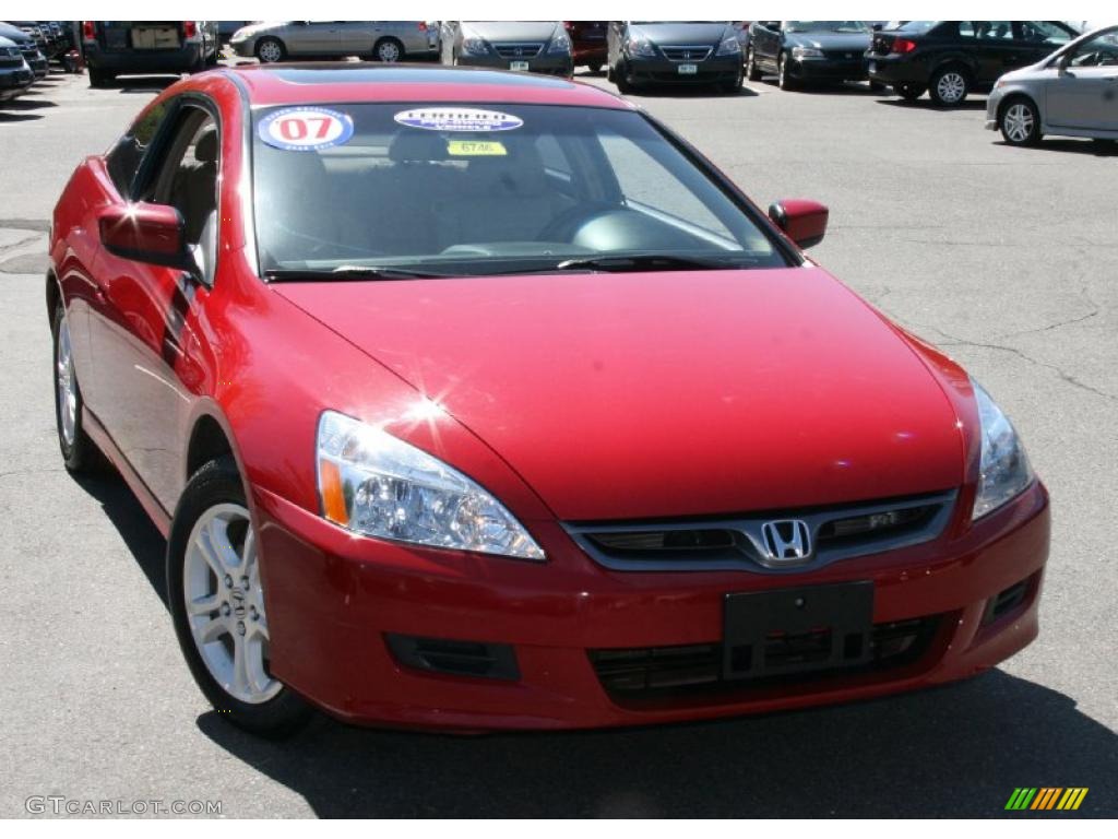 2007 Accord EX-L Coupe - San Marino Red / Ivory photo #3