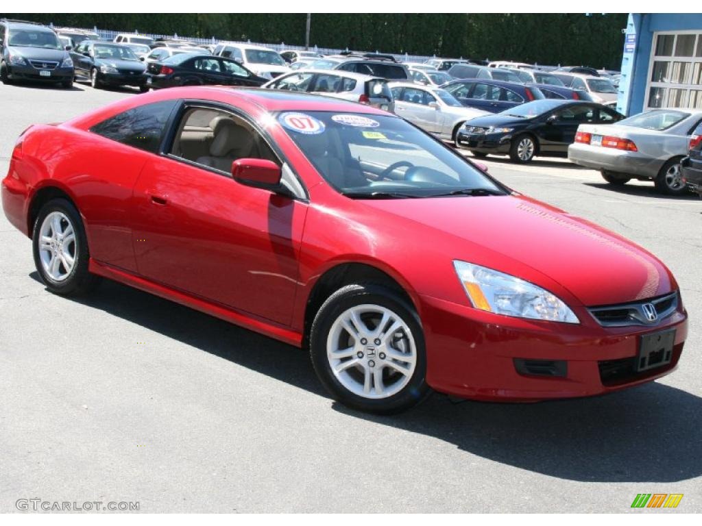 2007 Accord EX-L Coupe - San Marino Red / Ivory photo #4