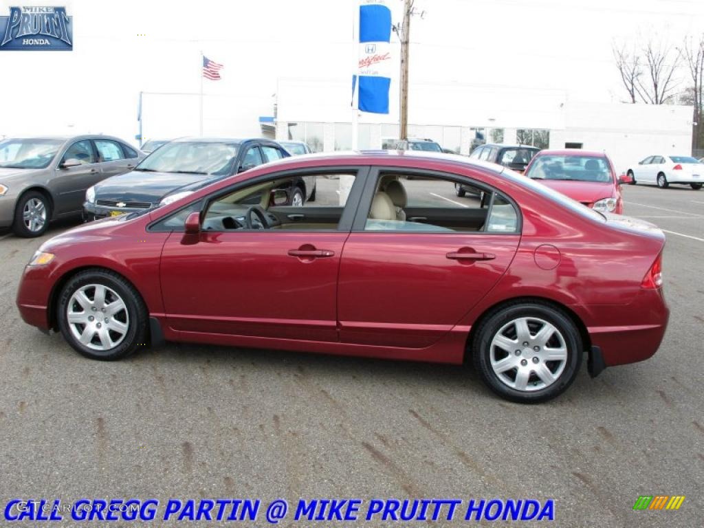 2007 Civic LX Sedan - Tango Red Pearl / Ivory photo #1