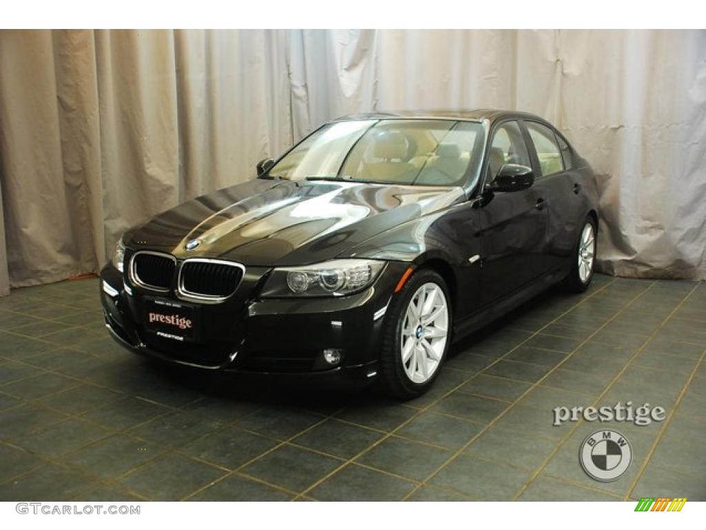 2009 3 Series 328i Sedan - Jet Black / Beige photo #1