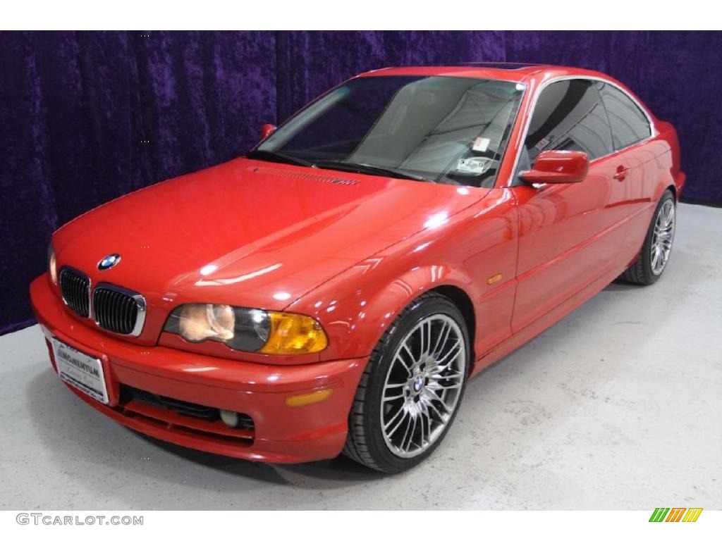 2001 3 Series 325i Coupe - Bright Red / Black photo #24