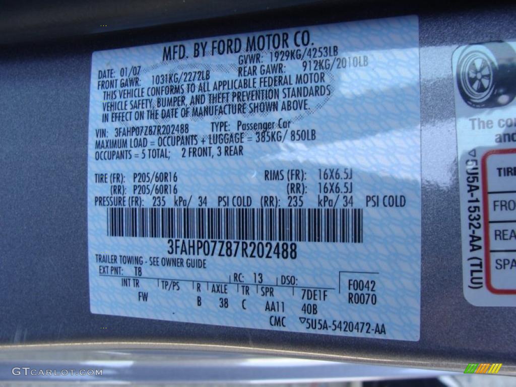 2007 Fusion SE - Tungsten Grey Metallic / Charcoal Black photo #27