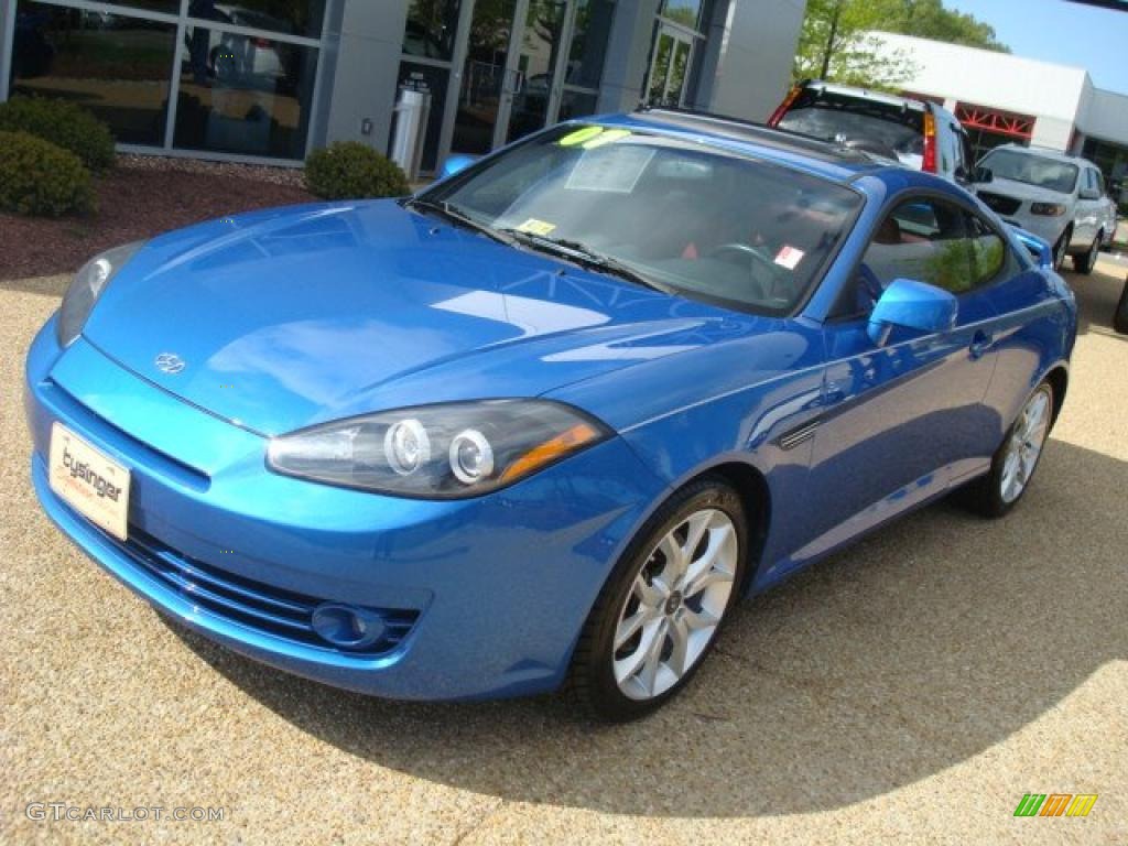 2007 Tiburon SE - Vivid Blue / Black/Red photo #9