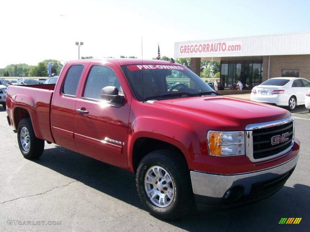 2008 Sierra 1500 SLE Extended Cab 4x4 - Fire Red / Light Cashmere photo #1