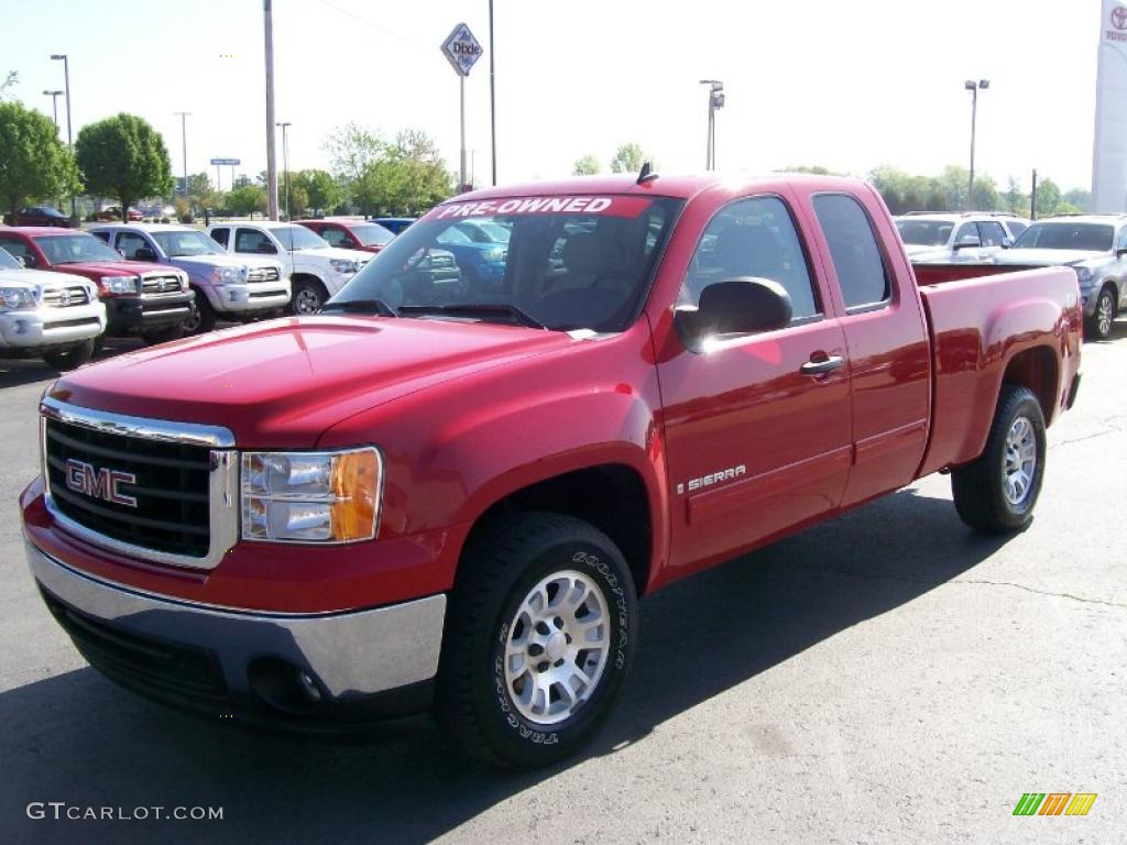 2008 Sierra 1500 SLE Extended Cab 4x4 - Fire Red / Light Cashmere photo #2